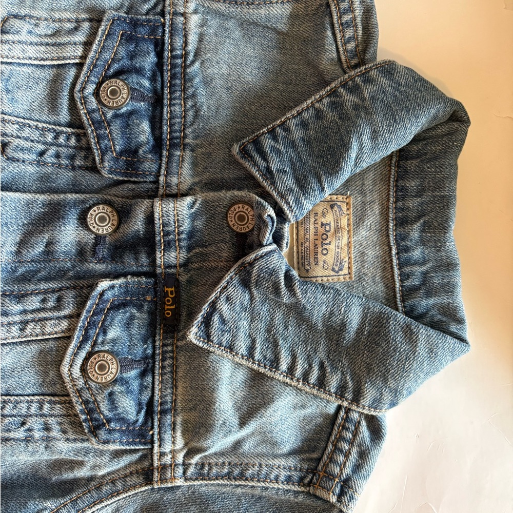 NWT Polo by Ralph Lauren Girls 4T Denim Jacket Cropped Raw Hem Snap- Front - Picture 3 of 10